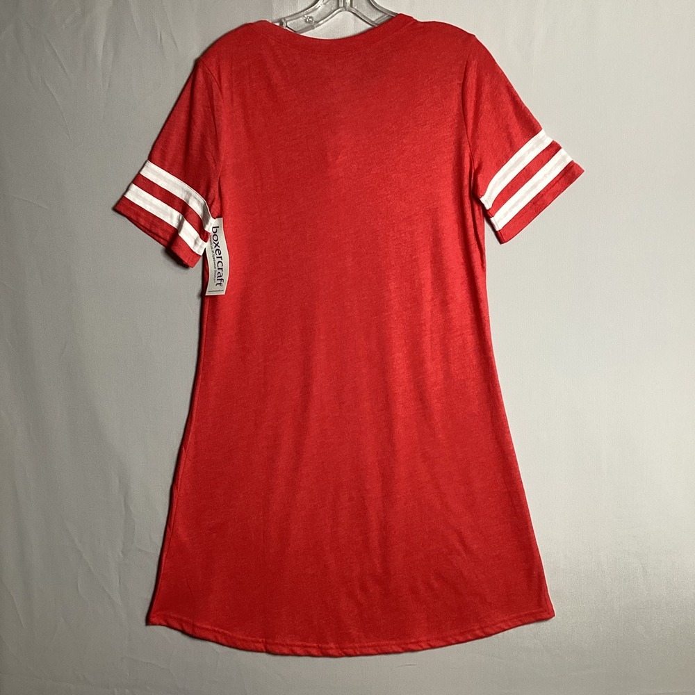 Boxercraft NWT L Red Varsity Stripe Lace Up T-Shirt SportsDress Short Sleeve - Picture 2 of 7
